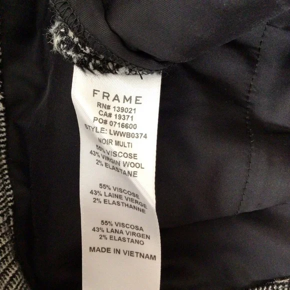 Frame pants women 0 Virgin wool black white check soft classic - Picture 7 of 9